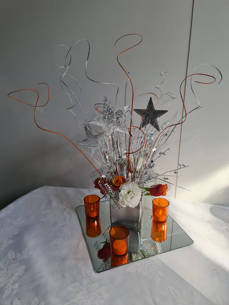 Orange clear glass votive - Wellington Wedding Hire