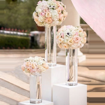 Clear glass cylinder vase - Wellington Wedding Hire