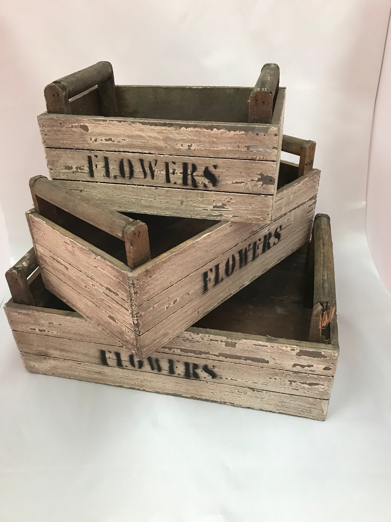 Vintage flower crates - set of 3 - Wellington Wedding Hire
