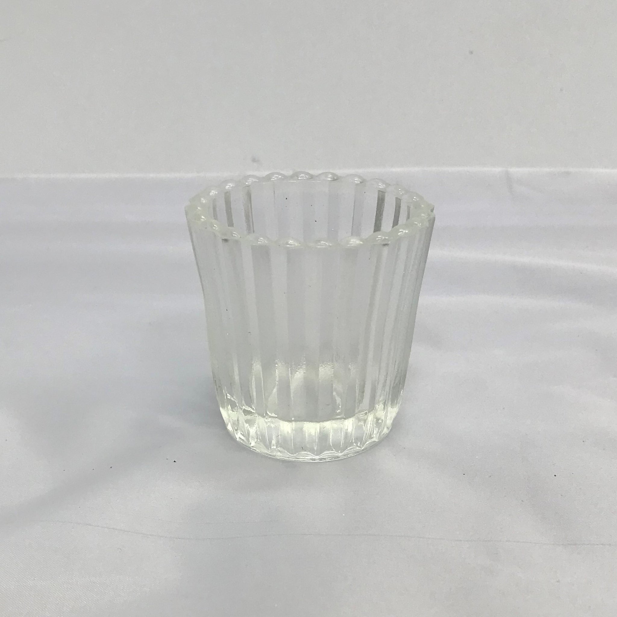 Clear glass ribbed votive - Wellington Wedding Hire