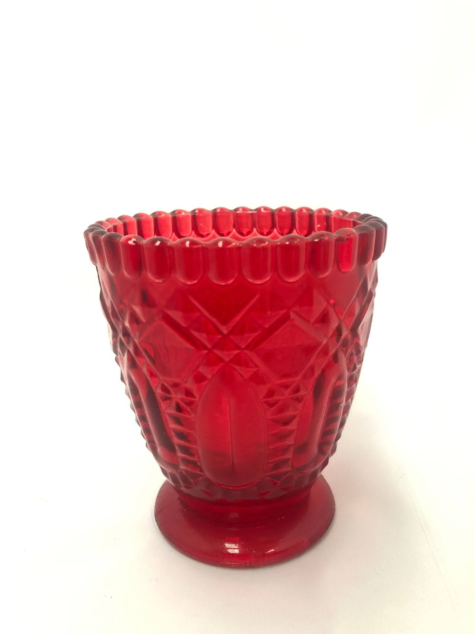 Red embossed glass votive - Wellington Wedding Hire