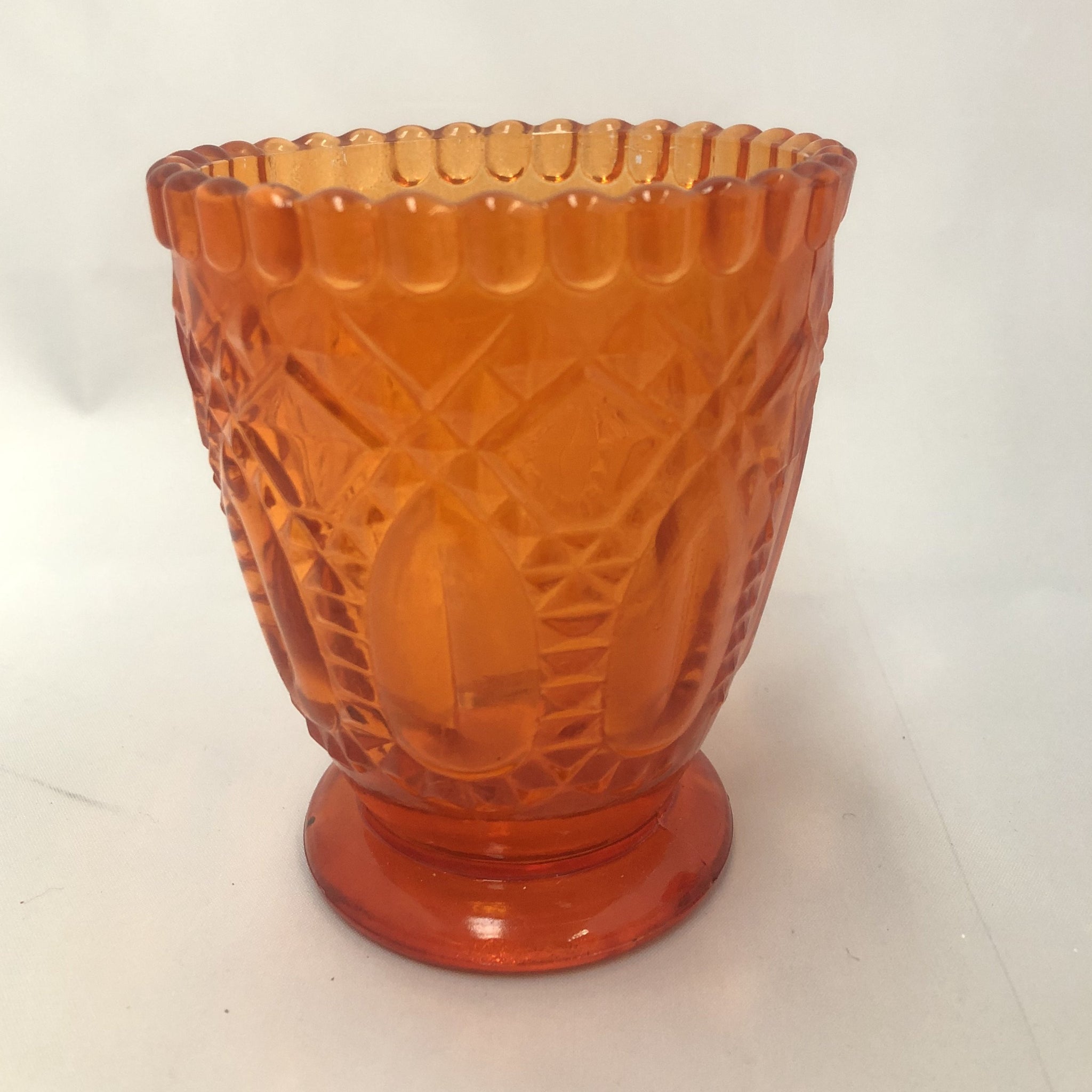 Orange embossed glass votive - Wellington Wedding Hire