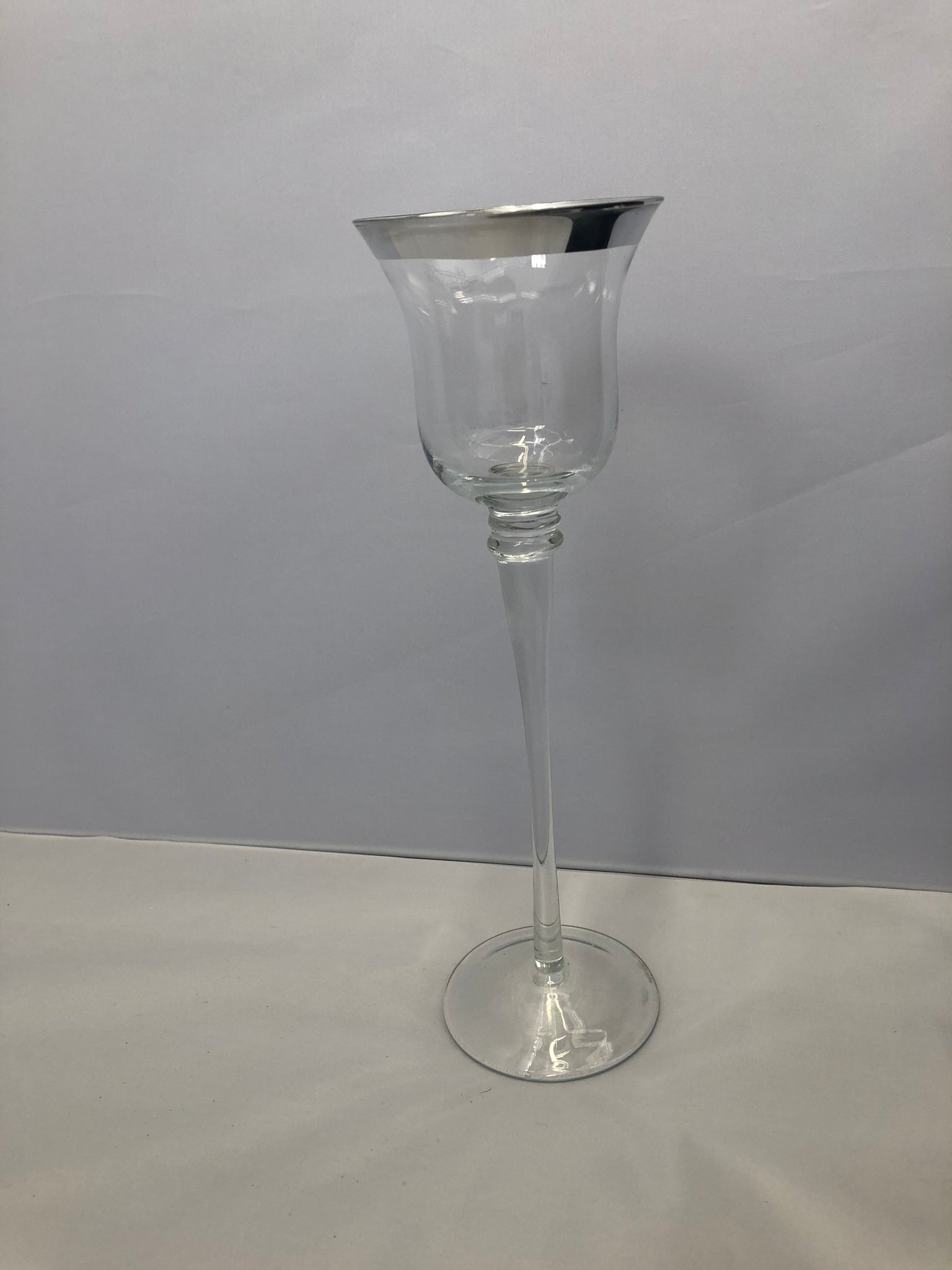 Wine glass w Silver T-light holder - Wellington Wedding Hire