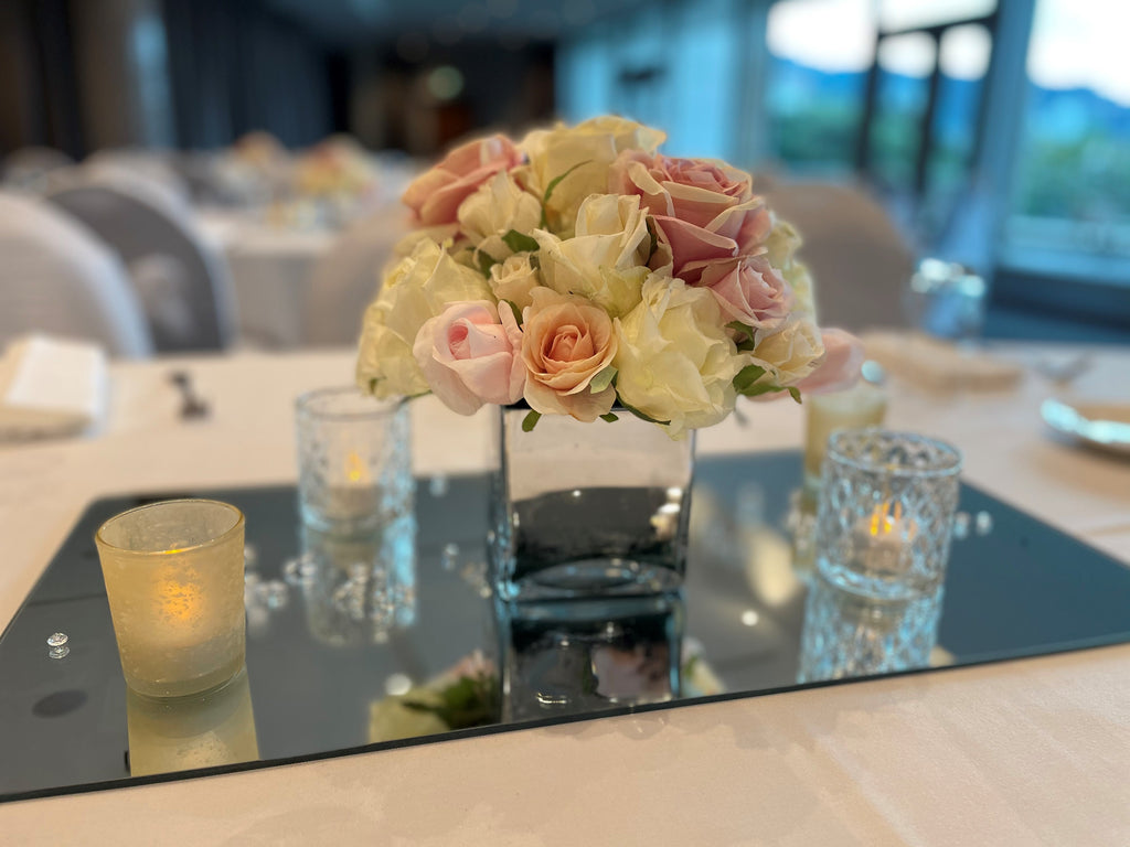 Clear glass diamond cut votive - Wellington Wedding Hire