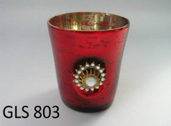 Red vintage jewelled votive - Wellington Wedding Hire