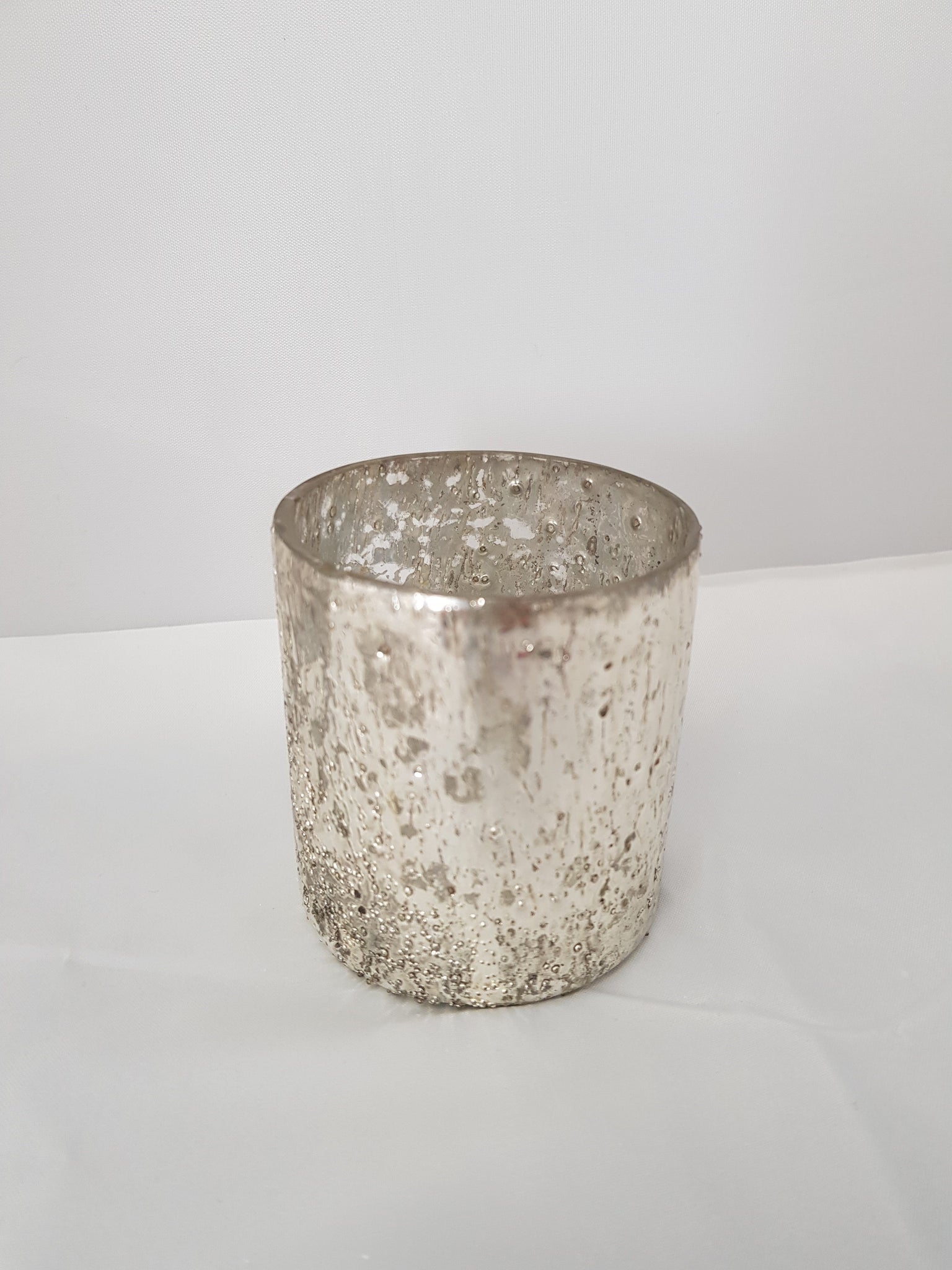 Silver antique mottled votive - Wellington Wedding Hire